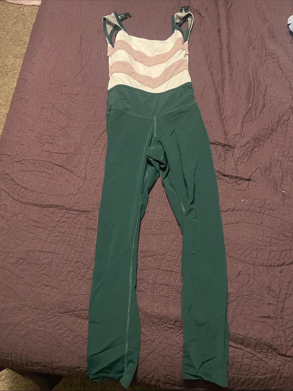 Striped Pink & Forest Green One-Piece Tiger Friday Unitard